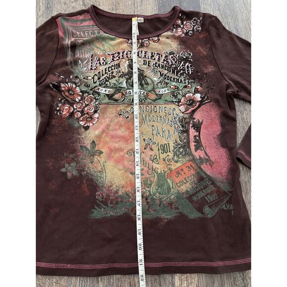 Susan Lawrence Graphic Long Sleeve Top Size Large - Picture 3 of 5